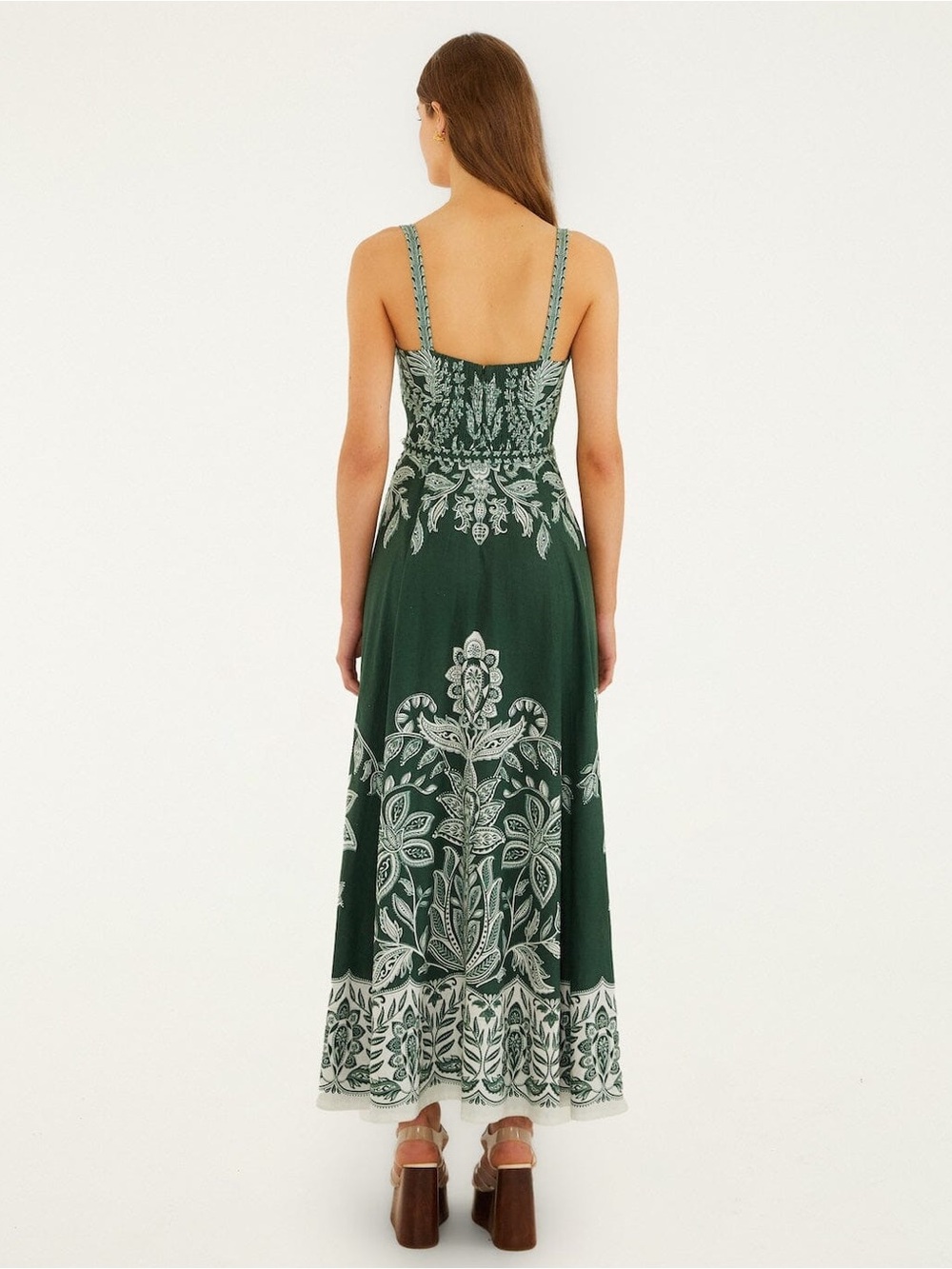 NWOT Farm Rio green Miranda buckles maxi dress - Picture 3 of 10